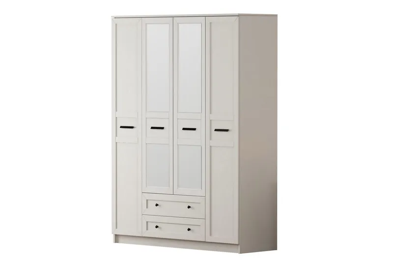 Elaro Garderobesskåp 140x184 cm, Matt Hvit