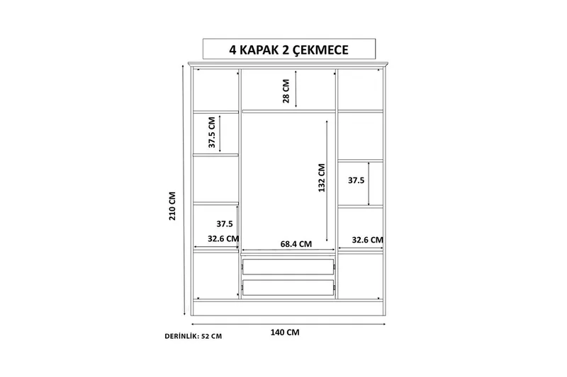 Elaro Garderobesskåp 140x210 cm - Oppbevaring - Klesoppbevaring - Garderober & garderobesystem - Garderobeskap & klesskap