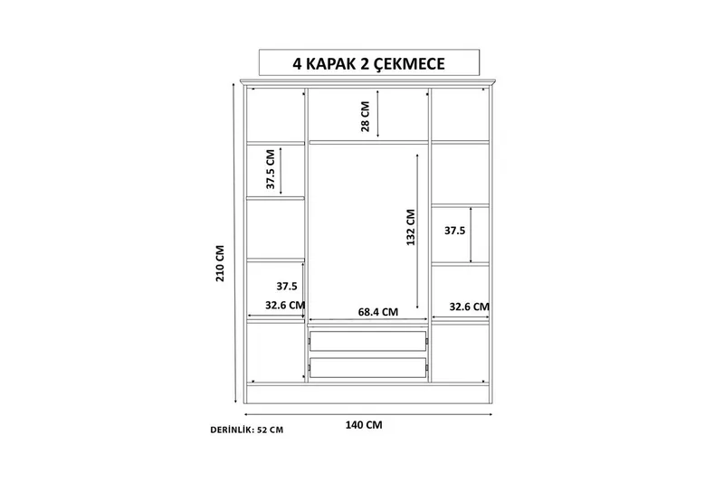 Elaro Garderobesskåp 140x210 cm - Oppbevaring - Klesoppbevaring - Garderober & garderobesystem - Garderobeskap & klesskap