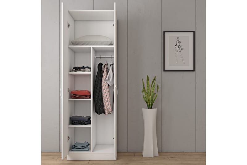 Elspet Garderobe 60x181 cm - Hvit - Oppbevaring - Klesoppbevaring - Garderober & garderobesystem