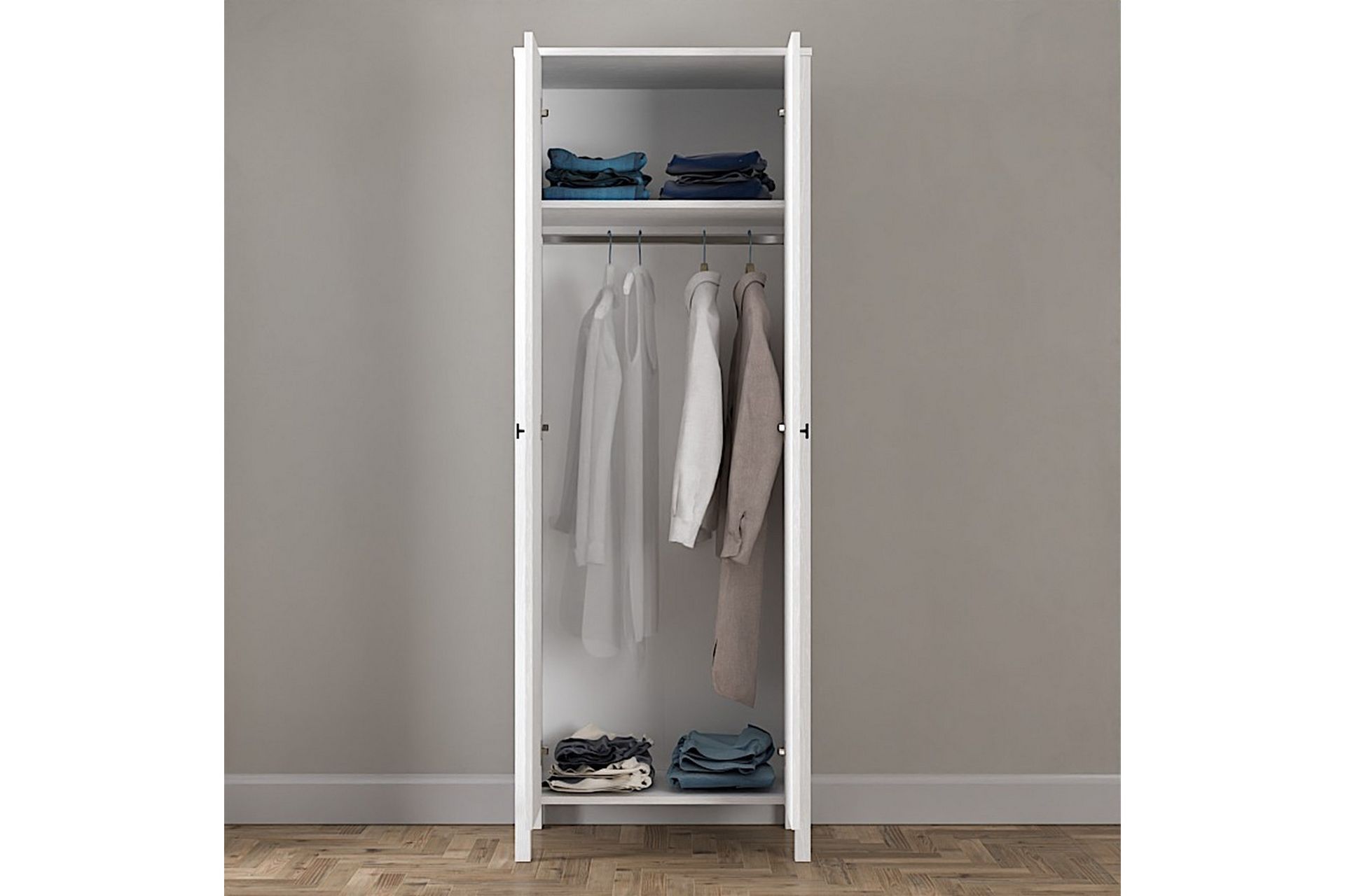 Elspet Garderobe 70x195 cm - Brun/Hvit - Oppbevaring - Klesoppbevaring - Garderober & garderobesystem
