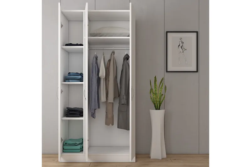 Elspet Garderobe 90x181 cm - Hvit - Oppbevaring - Klesoppbevaring - Garderober & garderobesystem