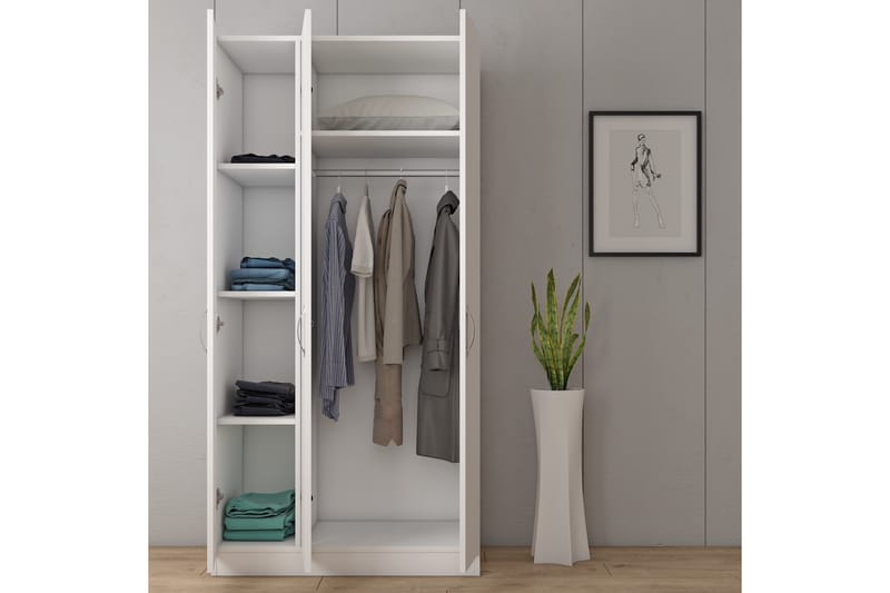 Elspet Garderobe 90x181 cm - Hvit - Oppbevaring - Klesoppbevaring - Garderober & garderobesystem