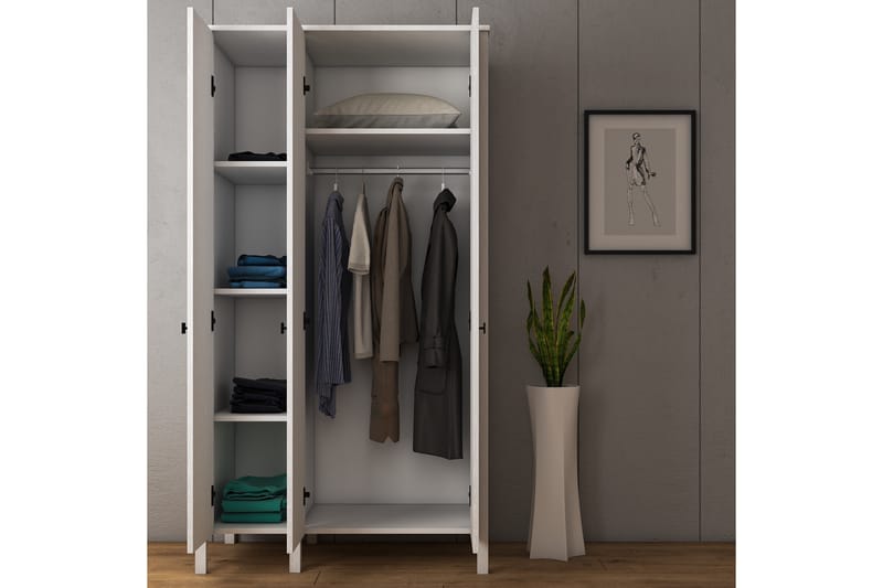 Elspet Garderobe 98x195 cm - Brun/Hvit - Oppbevaring - Klesoppbevaring - Garderober & garderobesystem