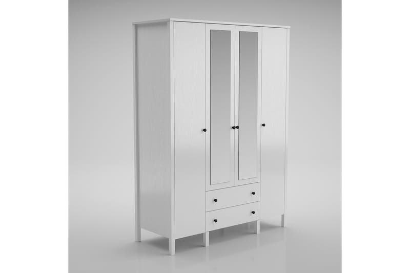 Elspet Garderobe med Speil 140x195 cm - Brun/Hvit - Oppbevaring - Klesoppbevaring - Garderober & garderobesystem