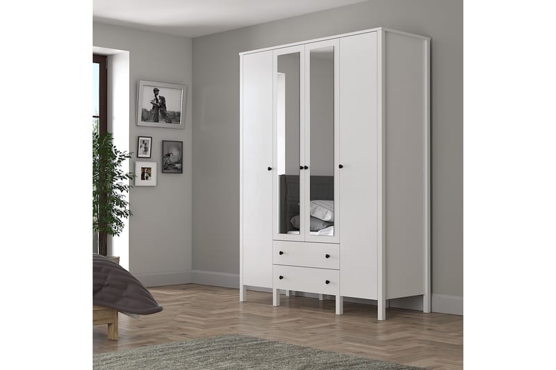 Elspet Garderobe med Speil 140x195 cm - Brun/Hvit - Oppbevaring - Klesoppbevaring - Garderober & garderobesystem