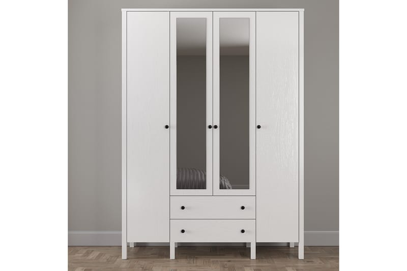 Elspet Garderobe med Speil 140x195 cm - Brun/Hvit - Oppbevaring - Klesoppbevaring - Garderober & garderobesystem