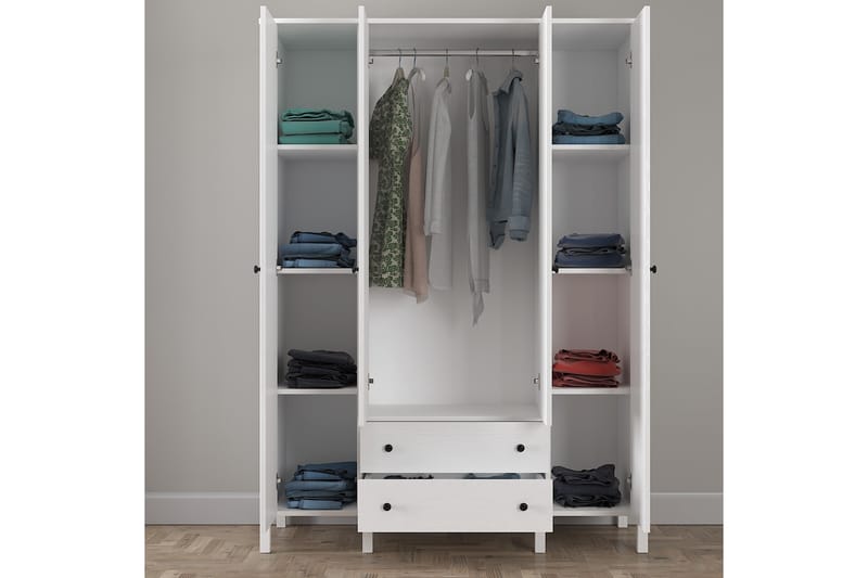 Elspet Garderobe med Speil 140x195 cm - Brun/Hvit - Oppbevaring - Klesoppbevaring - Garderober & garderobesystem