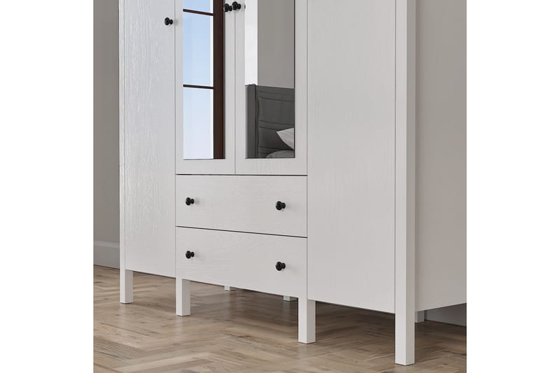 Elspet Garderobe med Speil 140x195 cm - Brun/Hvit - Oppbevaring - Klesoppbevaring - Garderober & garderobesystem