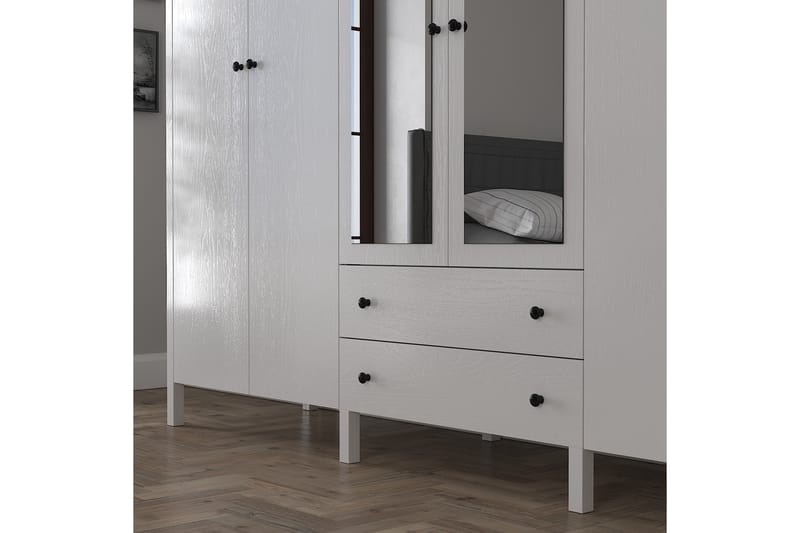 Elspet Garderobe med Speil 240x195 cm - Brun/Hvit - Oppbevaring - Klesoppbevaring - Garderober & garderobesystem