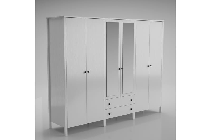 Elspet Garderobe med Speil 240x195 cm - Brun/Hvit - Oppbevaring - Klesoppbevaring - Garderober & garderobesystem