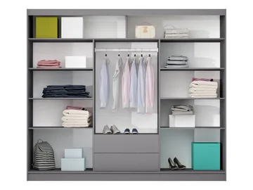 Elvin Garderobe med speil 250x215 cm - hvit - Oppbevaring - Klesoppbevaring - Garderober & garderobesystem - Garderobeskap & klesskap