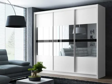 Elvin Garderobe med speil 250x215 cm - hvit - Oppbevaring - Klesoppbevaring - Garderober & garderobesystem - Garderobeskap & klesskap