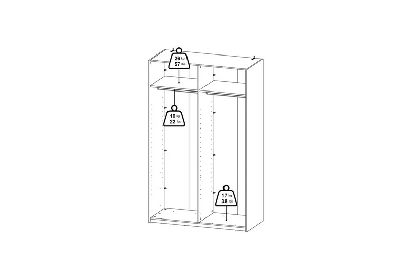 Elvos Garderobe 139x220 cm - Hvit - Oppbevaring - Klesoppbevaring - Garderober & garderobesystem