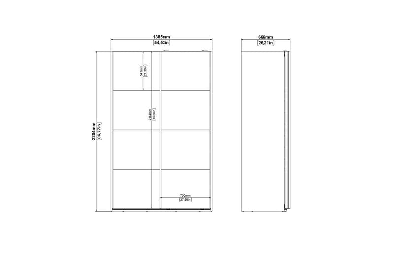 Elvos Garderobe 139x220 cm - Hvit - Oppbevaring - Klesoppbevaring - Garderober & garderobesystem