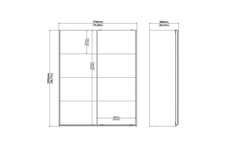 Elvos Garderobe 179x220 cm - Hvit - Oppbevaring - Klesoppbevaring - Garderober & garderobesystem