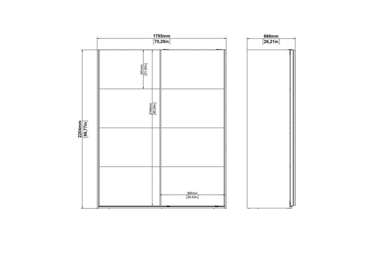 Elvos Garderobe 179x220 cm - Natur - Oppbevaring - Klesoppbevaring - Garderober & garderobesystem