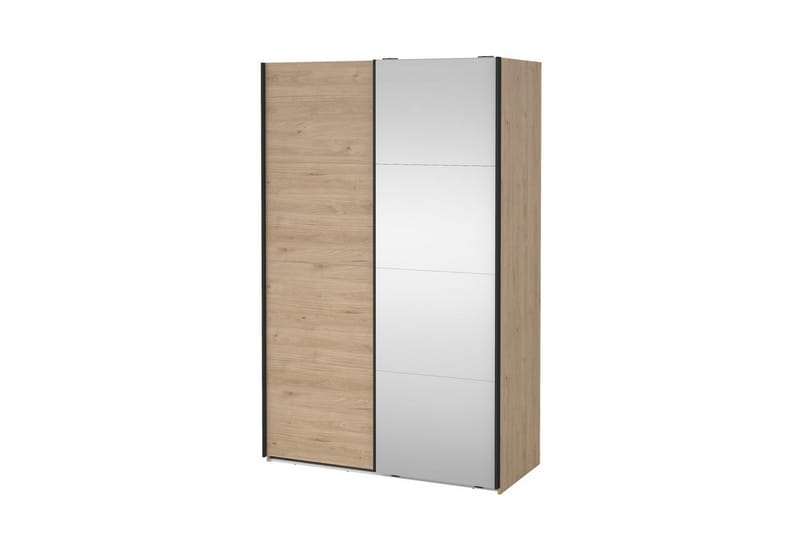 Elvos Garderobe med Speil 139x220 cm - Natur - Oppbevaring - Klesoppbevaring - Garderober & garderobesystem