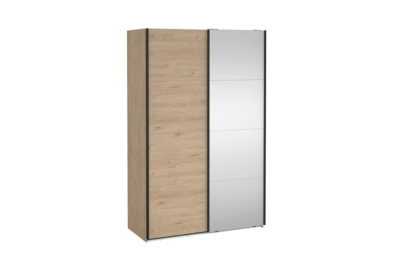 Elvos Garderobe med Speil 139x220 cm - Natur - Oppbevaring - Klesoppbevaring - Garderober & garderobesystem