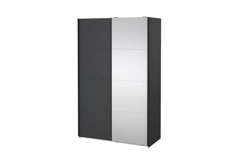 Elvos Garderobe med Speil 139x220 cm - Svart - Oppbevaring - Klesoppbevaring - Garderober & garderobesystem