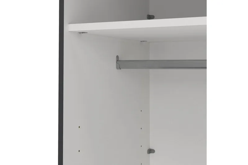 Elvos Garderobe med Speil 139x220 cm - Svart - Oppbevaring - Klesoppbevaring - Garderober & garderobesystem