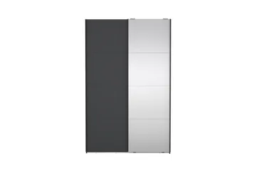 Elvos Garderobe med Speil 139x220 cm - Svart - Oppbevaring - Klesoppbevaring - Garderober & garderobesystem