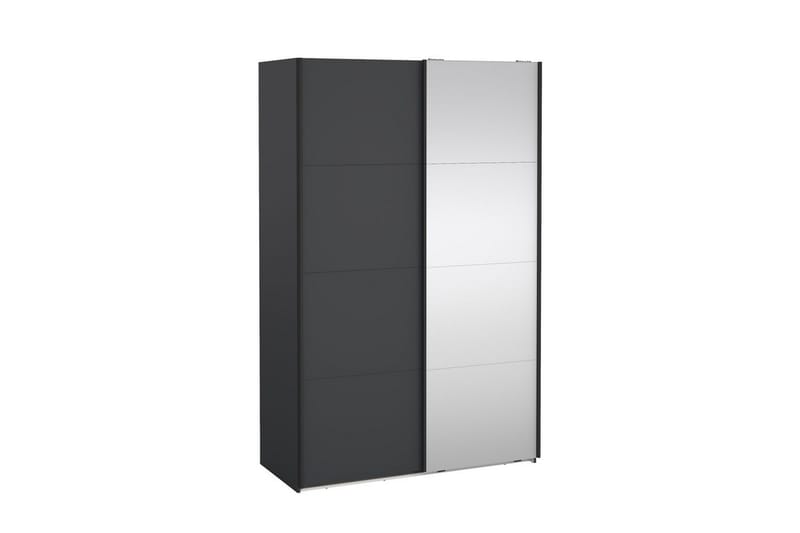 Elvos Garderobe med Speil 139x220 cm - Svart - Oppbevaring - Klesoppbevaring - Garderober & garderobesystem