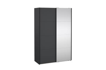 Elvos Garderobe med Speil 139x220 cm - Svart - Oppbevaring - Klesoppbevaring - Garderober & garderobesystem