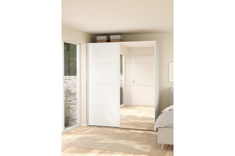 Elvos Garderobe med Speil 179x220 cm - Hvit - Oppbevaring - Klesoppbevaring - Garderober & garderobesystem