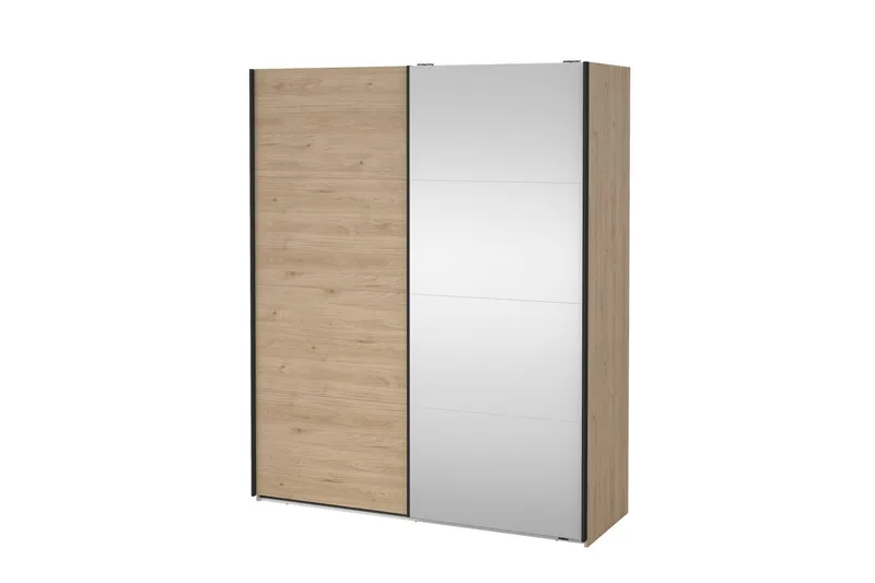 Elvos Garderobe med Speil 179x220 cm - Natur - Oppbevaring - Klesoppbevaring - Garderober & garderobesystem