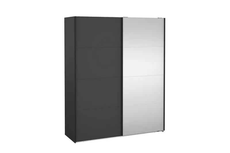 Elvos Garderobe med Speil 179x220 cm - Svart - Oppbevaring - Klesoppbevaring - Garderober & garderobesystem