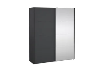 Elvos Garderobe med Speil 179x220 cm - Svart - Oppbevaring - Klesoppbevaring - Garderober & garderobesystem