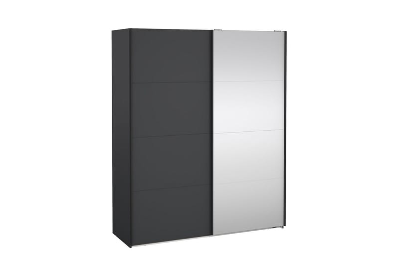 Elvos Garderobe med Speil 179x220 cm - Svart - Oppbevaring - Klesoppbevaring - Garderober & garderobesystem