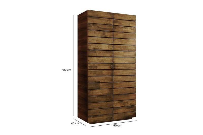 Elvric Garderobe 90x187 cm - Brun - Oppbevaring - Klesoppbevaring - Garderober & garderobesystem