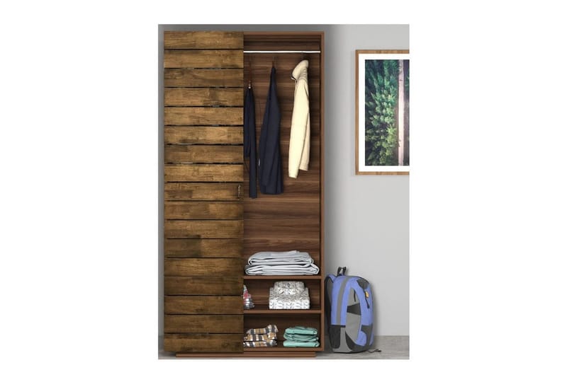 Elvric Garderobe 90x187 cm - Brun - Oppbevaring - Klesoppbevaring - Garderober & garderobesystem