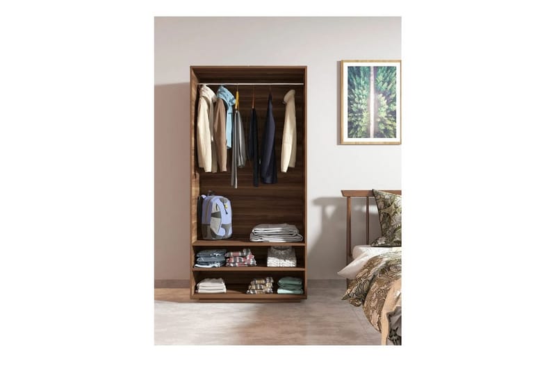 Elvric Garderobe 90x187 cm - Brun - Oppbevaring - Klesoppbevaring - Garderober & garderobesystem