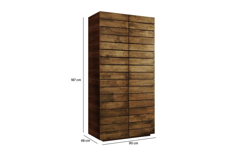 Elvric Garderobe 90x187 cm - Brun - Oppbevaring - Klesoppbevaring - Garderober & garderobesystem