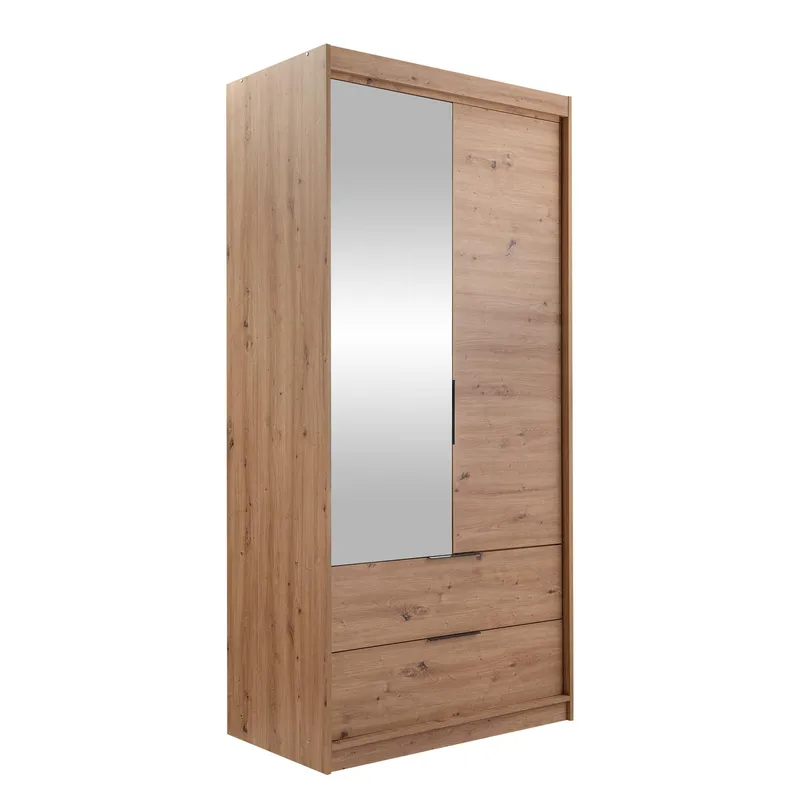 Elvyn Garderobeskapeskap med speil 103x213 cm, Brun