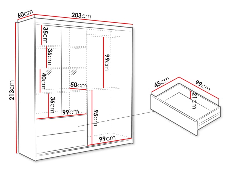 Elvyn Garderobeskapeskap med speil 203x213 cm - Brun - Oppbevaring - Klesoppbevaring - Garderober & garderobesystem