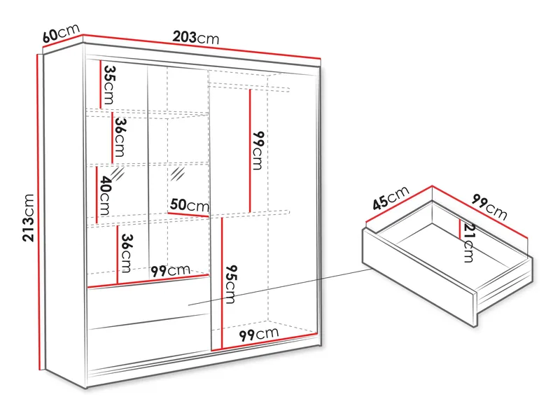 Elvyn Garderobeskapeskap med speil 203x213 cm - Brun - Oppbevaring - Klesoppbevaring - Garderober & garderobesystem