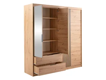 Elvyn Garderobeskapeskap med speil 203x213 cm - Brun - Oppbevaring - Klesoppbevaring - Garderober & garderobesystem
