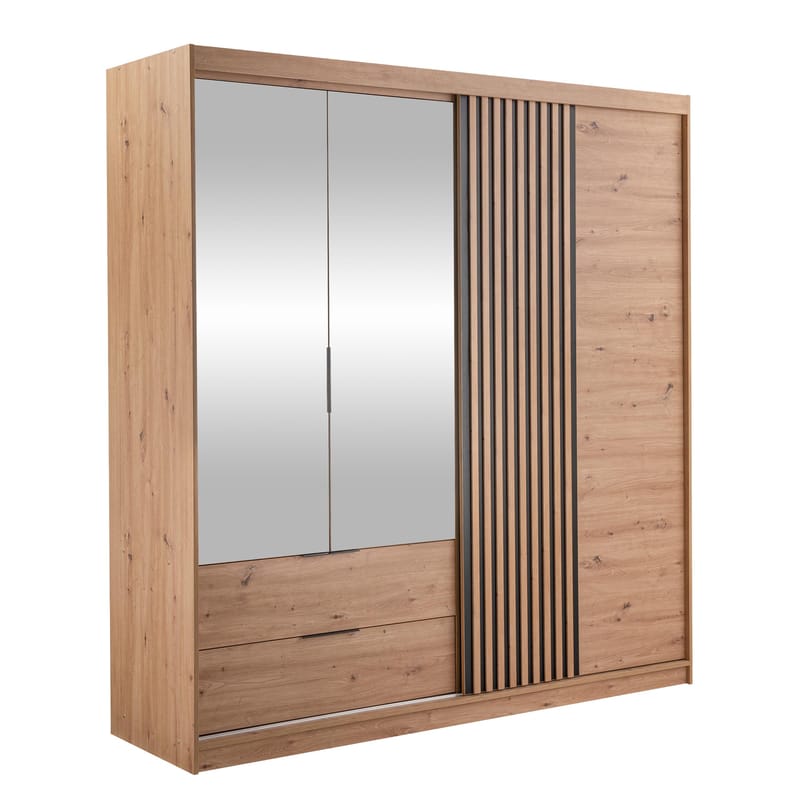 Elvyn Garderobeskapeskap med speil 203x213 cm, Brun