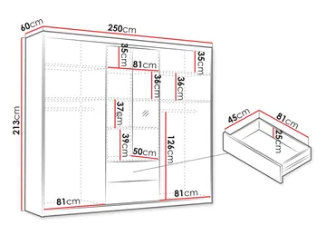 Elvyn Garderobeskapeskap med speil 250x213 cm - Brun - Oppbevaring - Klesoppbevaring - Garderober & garderobesystem