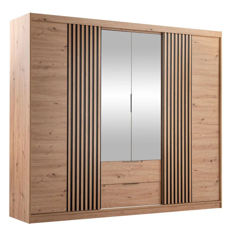 Elvyn Garderobeskapeskap med speil 250x213 cm, Brun