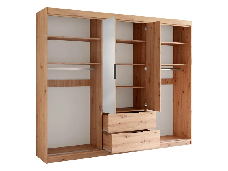 Elvyn Garderobeskapeskap med speil 250x213 cm - Brun - Oppbevaring - Klesoppbevaring - Garderober & garderobesystem