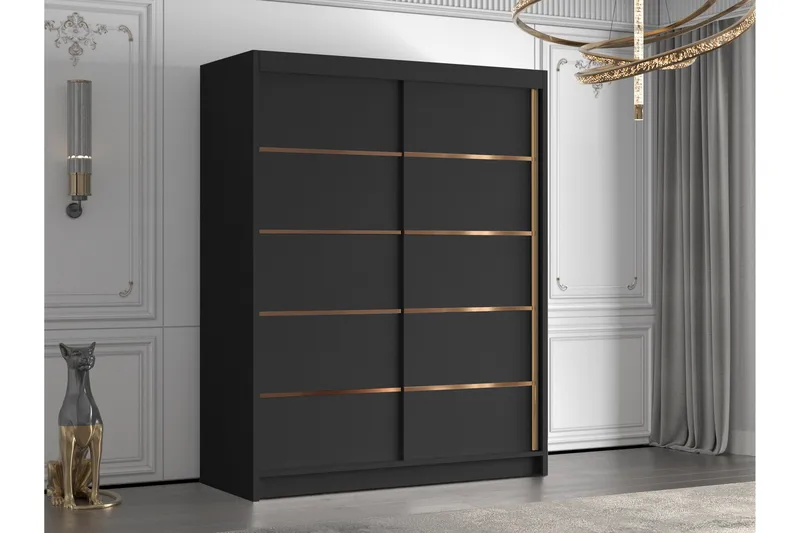 Emet Garderobe 150x200 cm - Svart - Oppbevaring - Klesoppbevaring - Garderober & garderobesystem