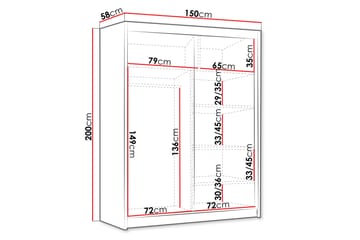 Emet Garderobe 150x200 cm - Svart - Oppbevaring - Klesoppbevaring - Garderober & garderobesystem