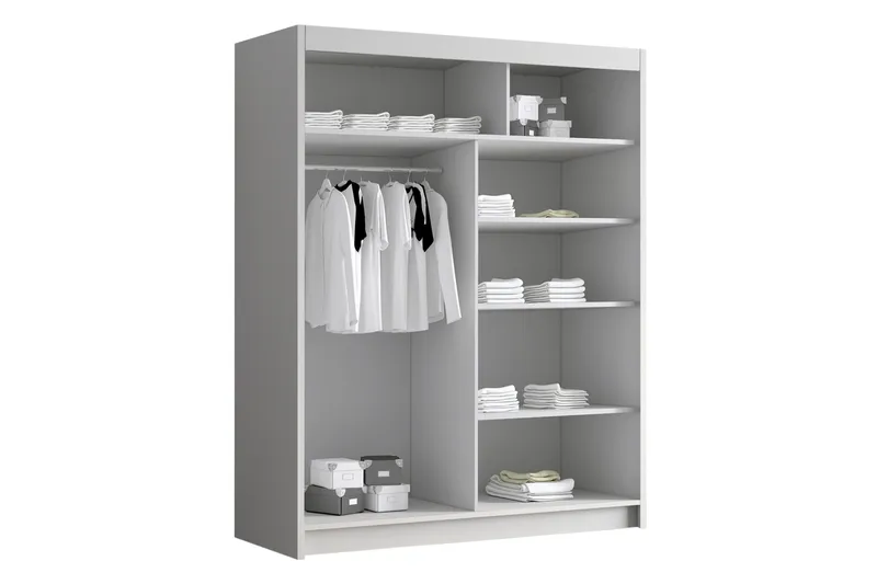 Emet Garderobe med Speil 150x200 cm - Beige - Oppbevaring - Klesoppbevaring - Garderober & garderobesystem