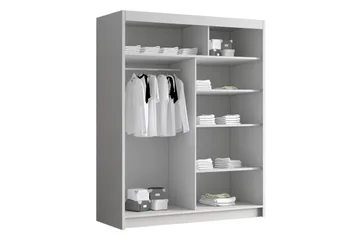 Emet Garderobe med Speil 150x200 cm - Hvit - Oppbevaring - Klesoppbevaring - Garderober & garderobesystem