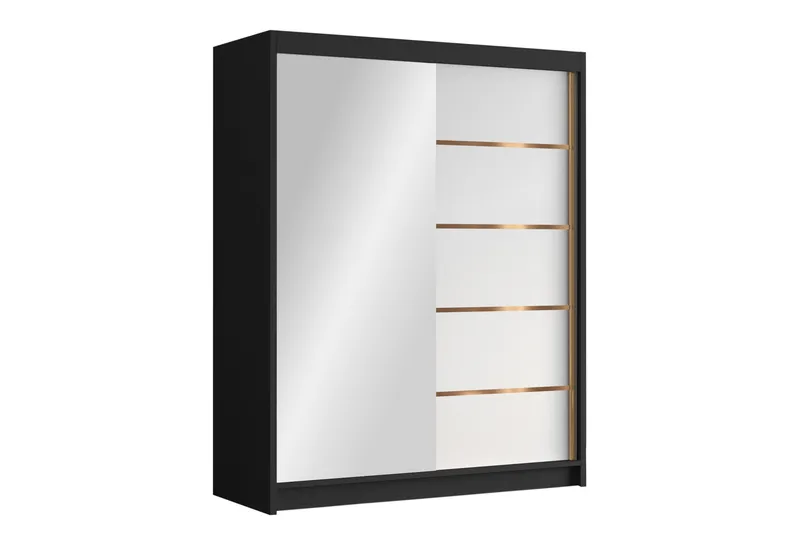 Emet Garderobe med Speil 150x200 cm, Svart